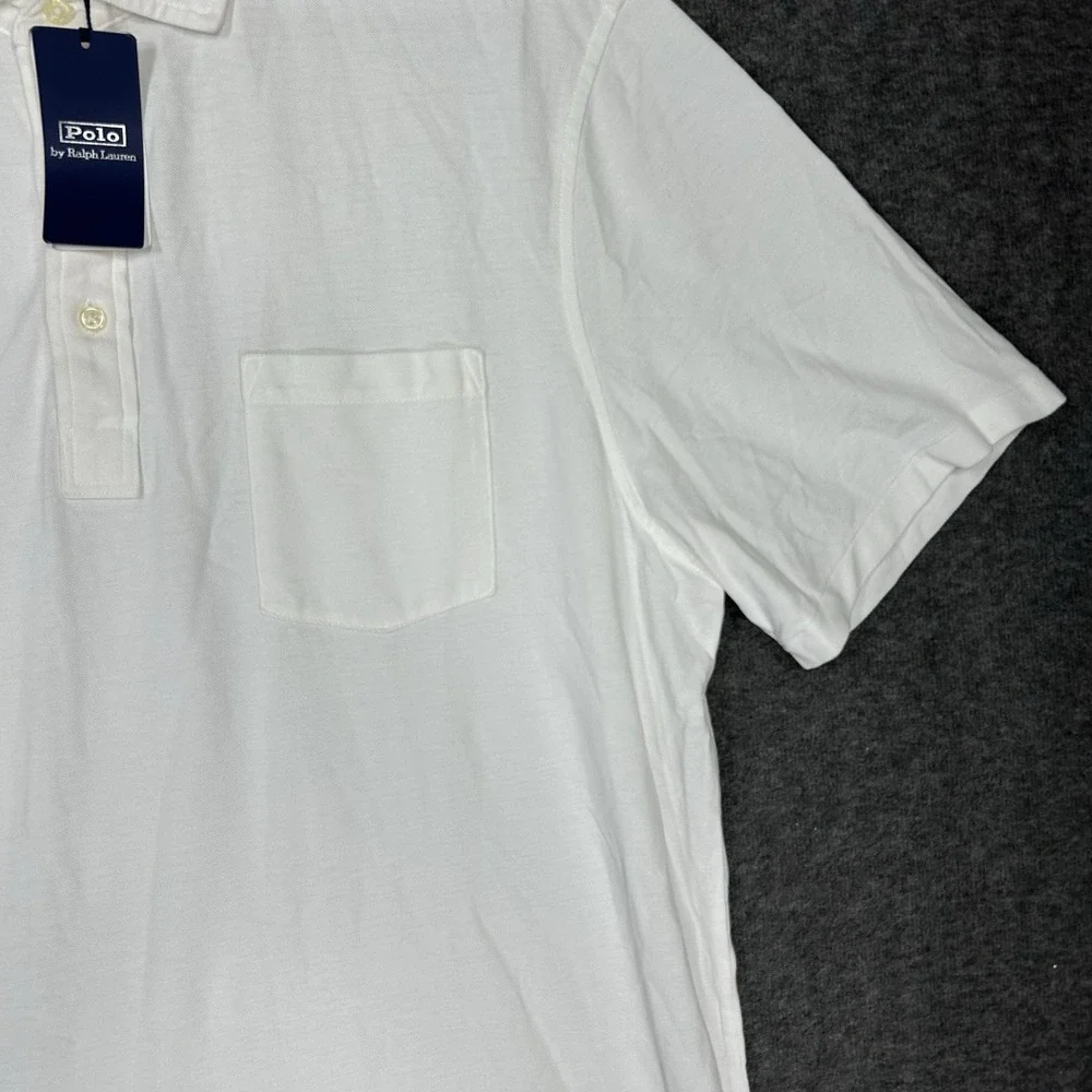 Polo Ralph Lauren Featherweight Mesh Polo Shirt Mens XL White Solid Short Sleeve